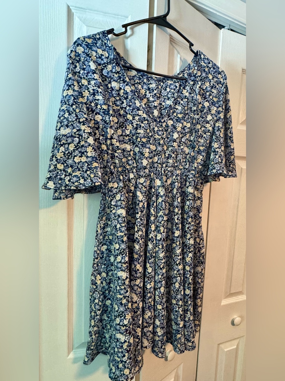Navy Blue Floral Midi Dress